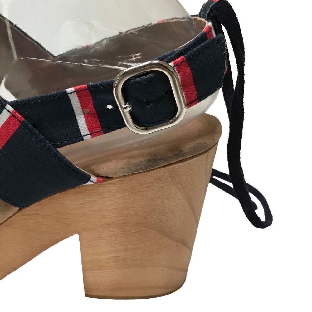 Free People Monaco Boho navy striped wrap clog 39/9 - Picture 7 of 11